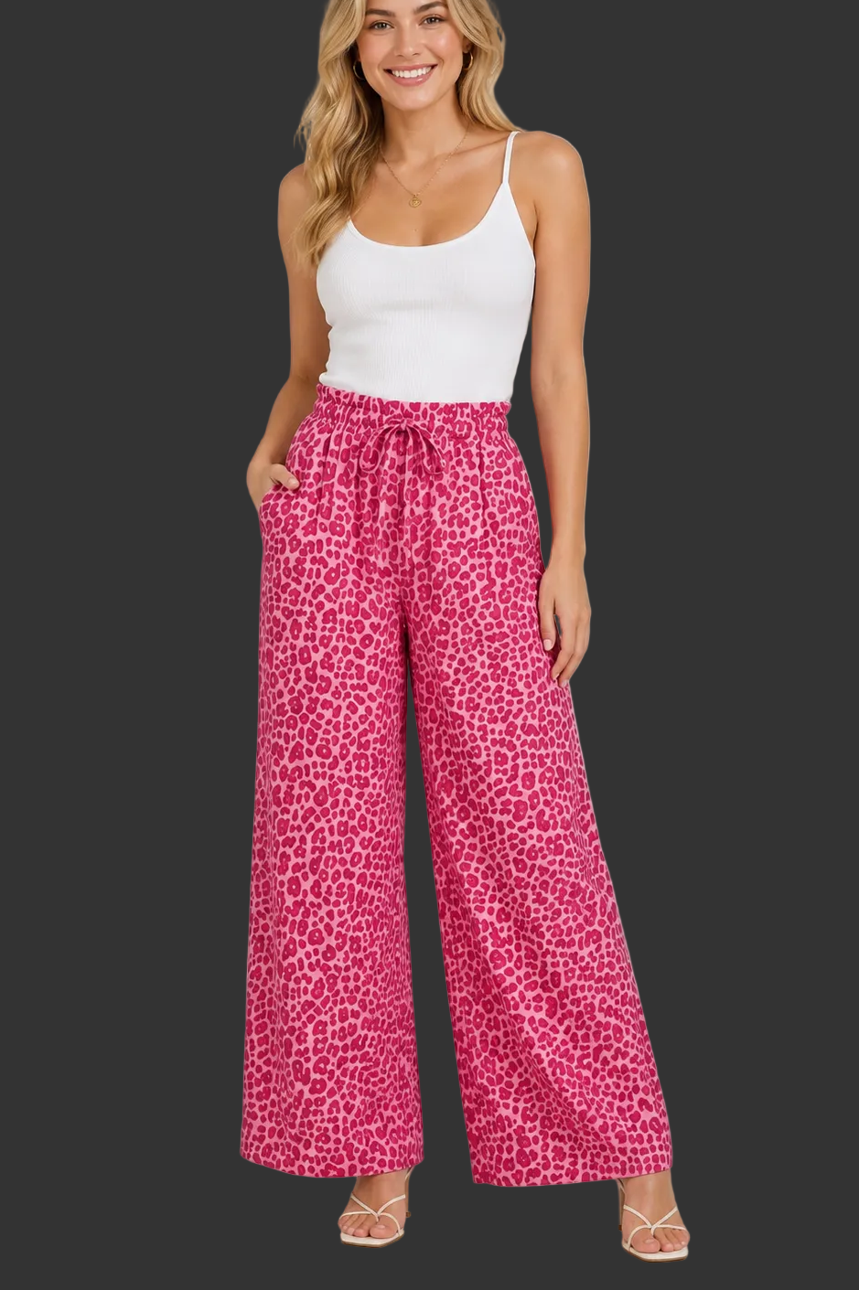 Lockere Hose Leoprint Pink