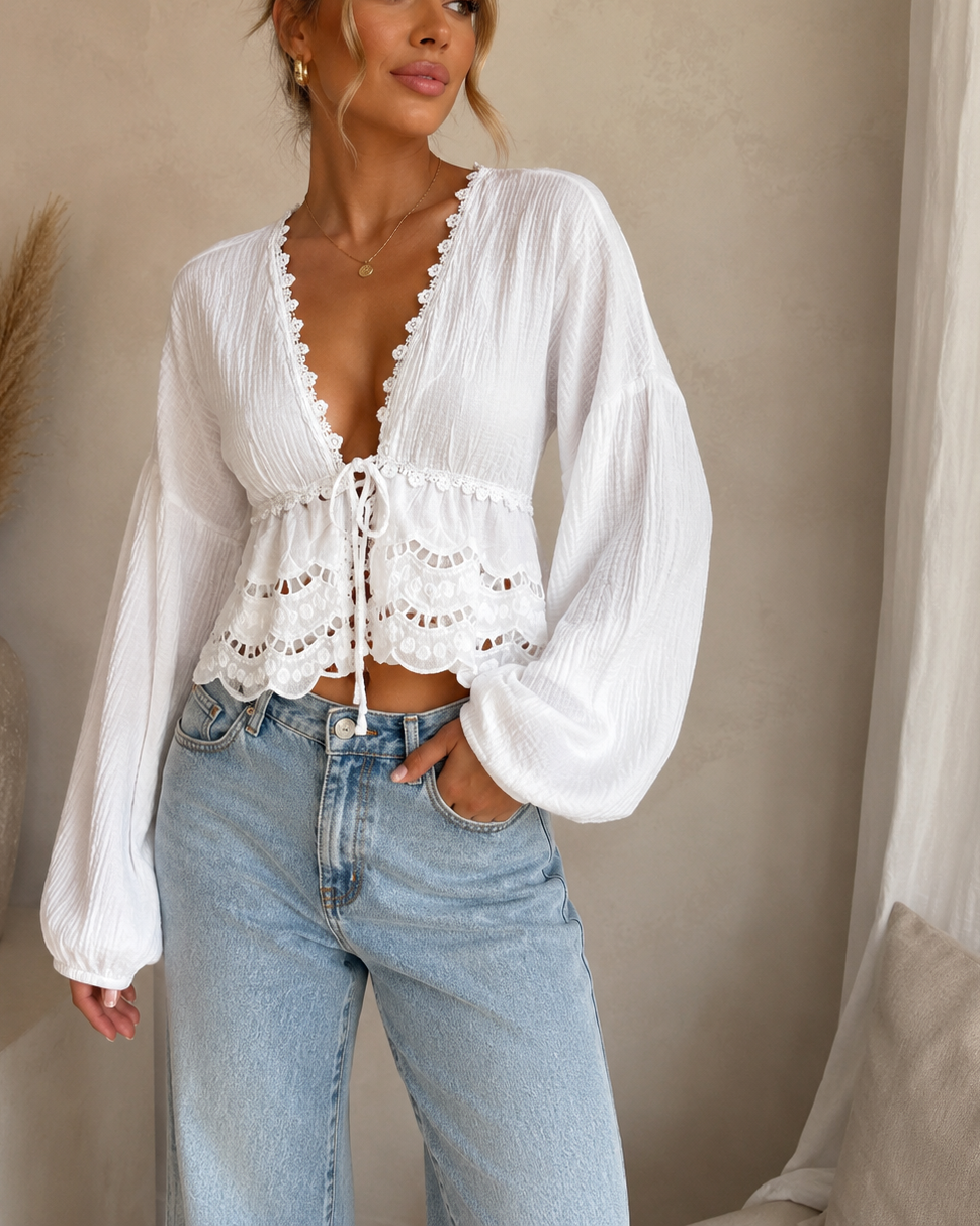 Musselinbluse weiß